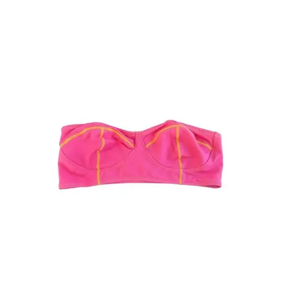 Its Now Cool The Bandeau Strapless Bikini Top Rose Pink Denim Size 8